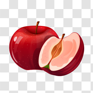 Eat A Red Apple Day - Red Apple With A Sliced Half Transparent PNG
