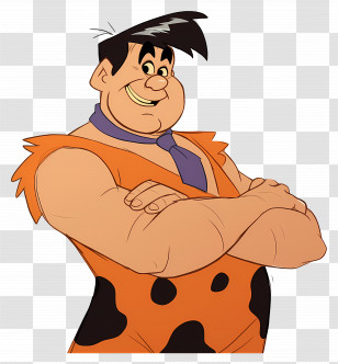Fred Flintstone - Cartoon Character In Orange Attire Transparent PNG