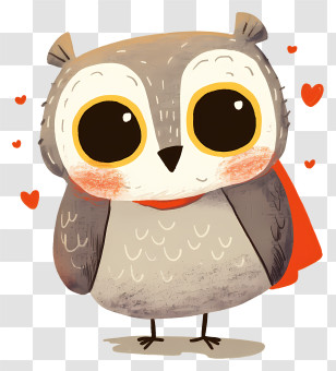 Baby Owl - Cute Owl With Hearts Transparent PNG