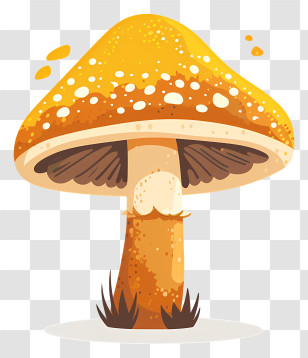 Common Mushroom - Fantasy Yellow Mushroom Illustration Transparent PNG