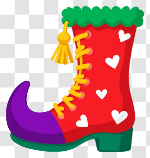 Elf Shoe - Colorful Elf Boot With Hearts For Christmas Transparent PNG