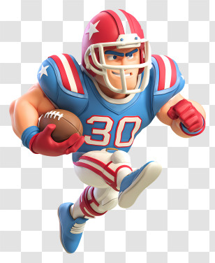 American Football Running Back - Cartoon Football Player Transparent PNG