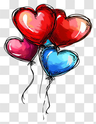Balloons - Heart Balloons In Vibrant Colors Transparent PNG