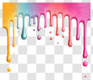 Watercolor Splash Border - Colorful Paint Drips In Rainbow Transparent PNG