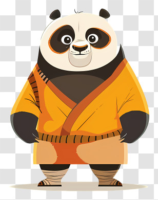 Kung Fu Panda - Cartoon Panda In Orange Robe Transparent PNG