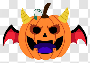 Jack O Lantern - Angry Pumpkin With Red Wings Transparent PNG
