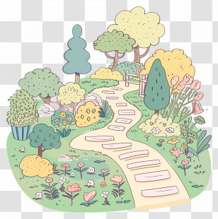 Garden Path - Cute Garden Path Illustration Transparent PNG