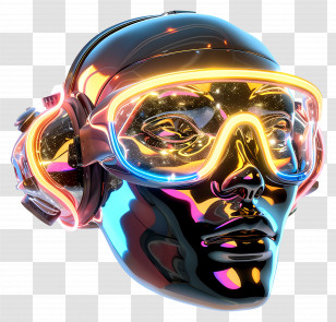 Cyberpunk - Futuristic Head With Neon Glasses Transparent PNG