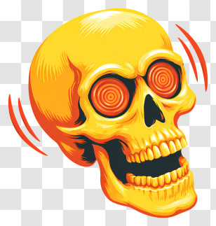 Skull Emoji - Yellow Skull With Spiral Eyes Transparent PNG