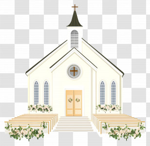 Wedding Church - Simple Church With Floral Decorations Transparent PNG