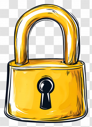 Yellow Padlock - Golden Padlock Security Illustration Transparent PNG