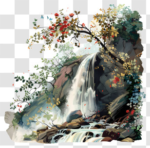 Sutherland Falls - Beautiful Waterfall In Nature Transparent PNG