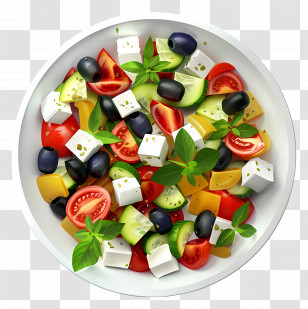 Greek Salad - Colorful Vegetable And Feta Cheese Salad Transparent PNG