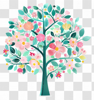Flower Tree - Beautiful Decorative Flowering Tree Illustration Transparent PNG