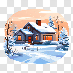 Winter House
 - Snow-Covered Winter House In Evening Light Transparent PNG