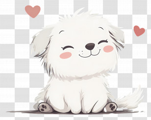Lovely Dog - Cute White Dog With Hearts Transparent PNG