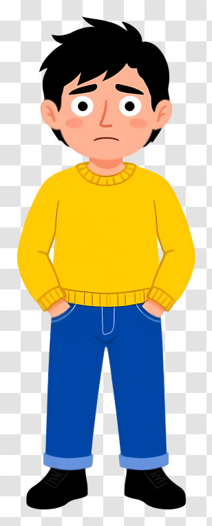 Nervous Boy - Boy In Yellow Sweater Transparent PNG