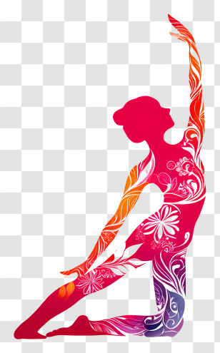 Yoga Symbol - Floral Yoga Silhouette Transparent PNG