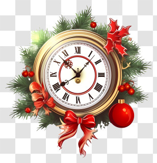 Clock - Festive Christmas Clock Decoration Transparent PNG