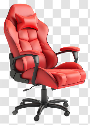 Gaming Chair - Red Ergonomic Office Chair Transparent PNG