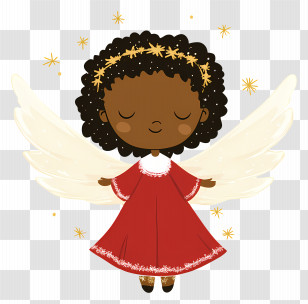 Black Christmas Angel - Child Angel With Halo And Wings Transparent PNG