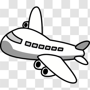 Airplane - Cartoon Black And White Airplane Illustration Transparent PNG