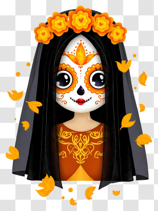Mexican Catrina - Day Of The Dead Sugar Skull Girl Transparent PNG