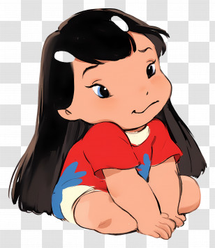 Lilo Pelekai - Cartoon Girl Sitting Illustration Transparent PNG