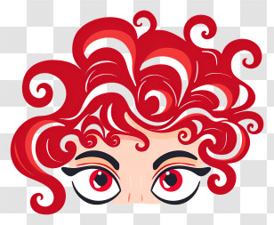 Red Curl With Eye - Curly Red Hair With Expressive Eyes Transparent PNG