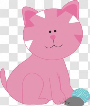 Pink Cat Kitten Mouse Clip Art - Watercolor - Cadillac Cliparts Transparent PNG