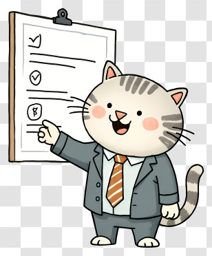 Chubby Businessman Cat - Business Cat Presenting Checklist Transparent PNG