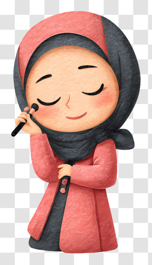 Muslim Woman Doing Makeup - Hijab Girl Doing Makeup Transparent PNG