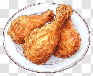 Fried Chicken - Crispy Fried Chicken On Plate Transparent PNG