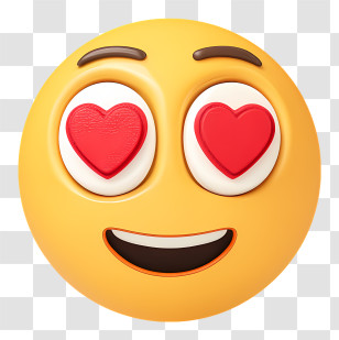 3d Love Emoji - Yellow Love Emoji With Hearts Transparent PNG