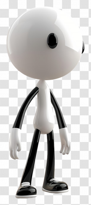 Creepy Stick Figure - Black And White Minimalistic Cartoon Figure Transparent PNG