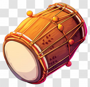 Dhol Lohri - Traditional Wooden Drum With Strings Transparent PNG