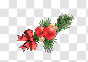 Christmas Wreath - Christmas Decoration With Pine And Ribbon Transparent PNG