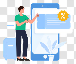 Electronic Tablet - Man With Smartphone Showing Discount Transparent PNG