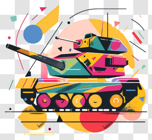 Cartoon Tank - Colorful Artistic Tank Illustration Transparent PNG
