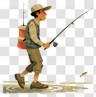 Go Fishing Day - Man Fishing With A Rod Transparent PNG
