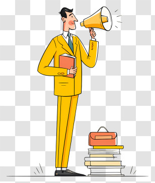 Businessman Doing Marketing - Man Announcing With Megaphone Transparent PNG