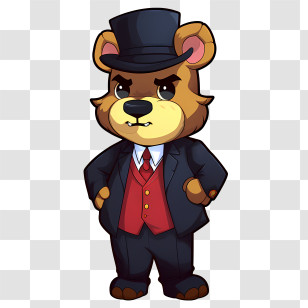 Freddy Fazbear - Cartoon Bear Dressed In A Suit And Top Hat Transparent PNG