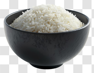 Cooked Rice - White Rice In Black Bowl Transparent PNG