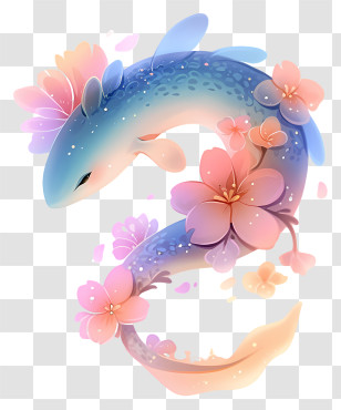 Cute Pastel Salamander - Floral Dragon Fantasy Creature Transparent PNG