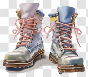 Pastel Winter Boots - Artistic Representation Of Hiking Boots Transparent PNG