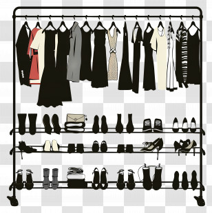 Clothing Rack With Shoes - Clothing Rack With Shoes And Accessories Transparent PNG