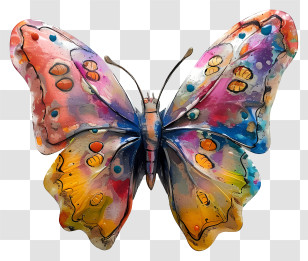 Learn About Butterflies Day - Artistic Colorful Painted Butterfly Transparent PNG