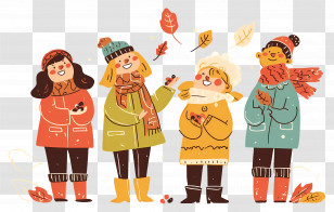 Autumn Children - Kids Dressed In Warm Autumn Clothing Transparent PNG