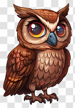 Cartoon Owl - Cute Cartoon Owl With Big Eyes Illustration Transparent PNG