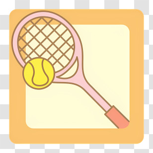 Icon - Tennis Racket And Ball Cartoon Illustration Transparent PNG